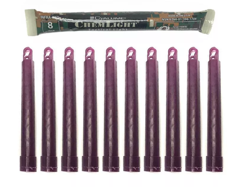 Cyalume 6" Tactical ChemLight - INFRARED IR, 8-Hour (10-Pack)