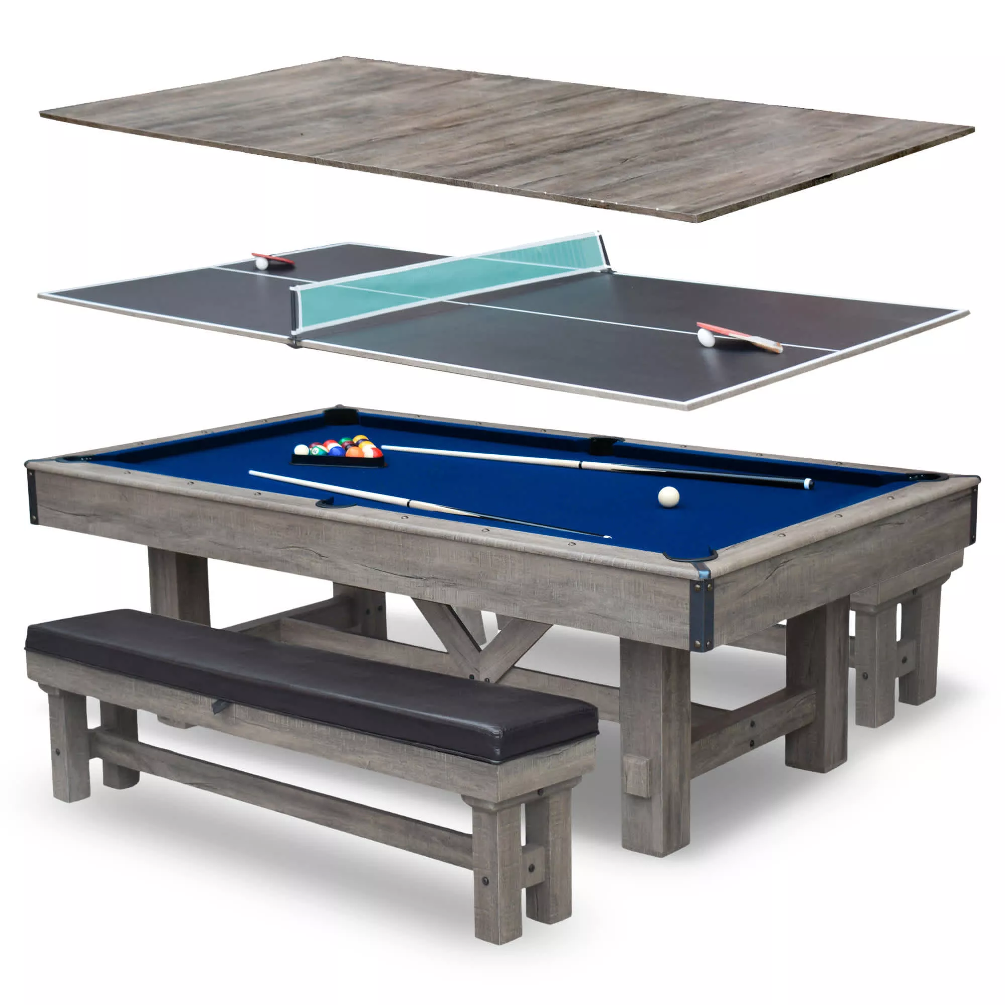 Hathaway Logan 7-ft Pool Table Combo Set with Benches