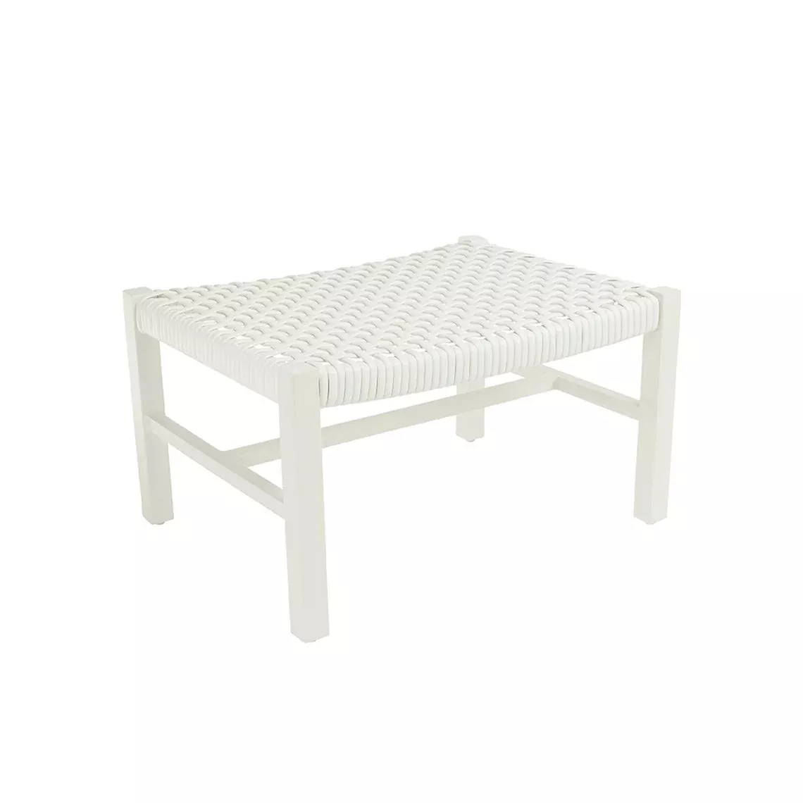 Kingsley Bate Catherine Aluminum and Ivory Wicker Club Ottoman