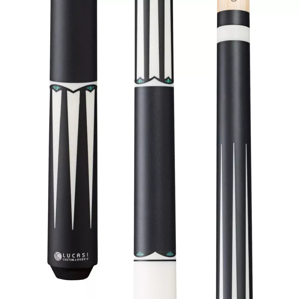Lucasi LUX67 Wrapless Pool Cue - Black and White