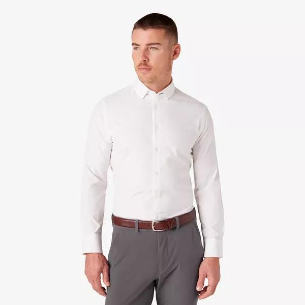 Mizzen + Main Men's Leeward Trim Fit L/S Dress Shirt / White Solid