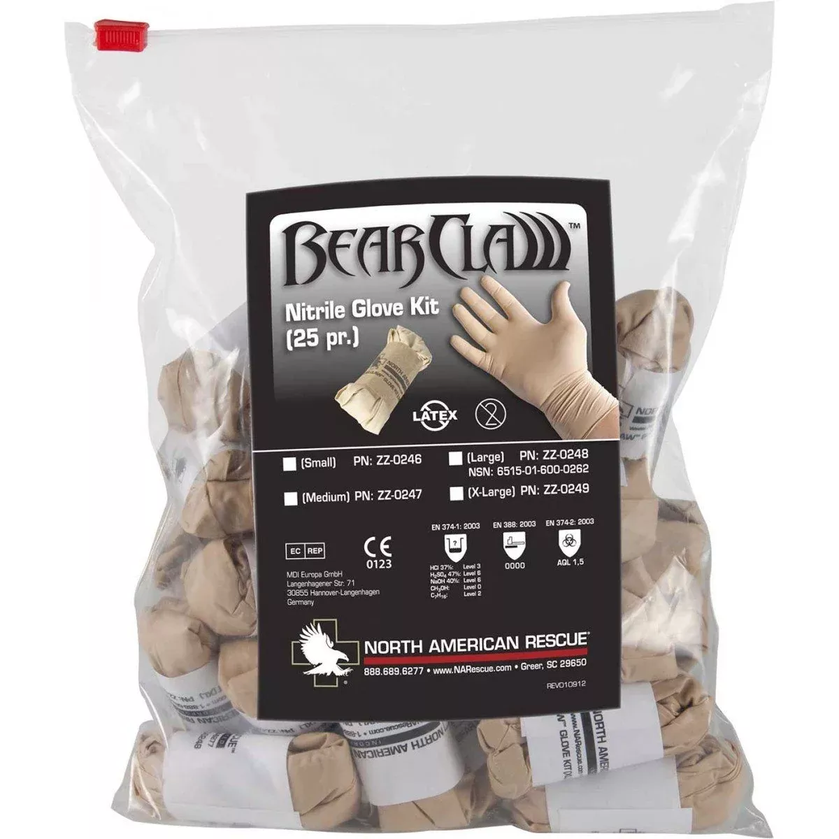 North American Rescue Bear Claw Nitrile Gloves