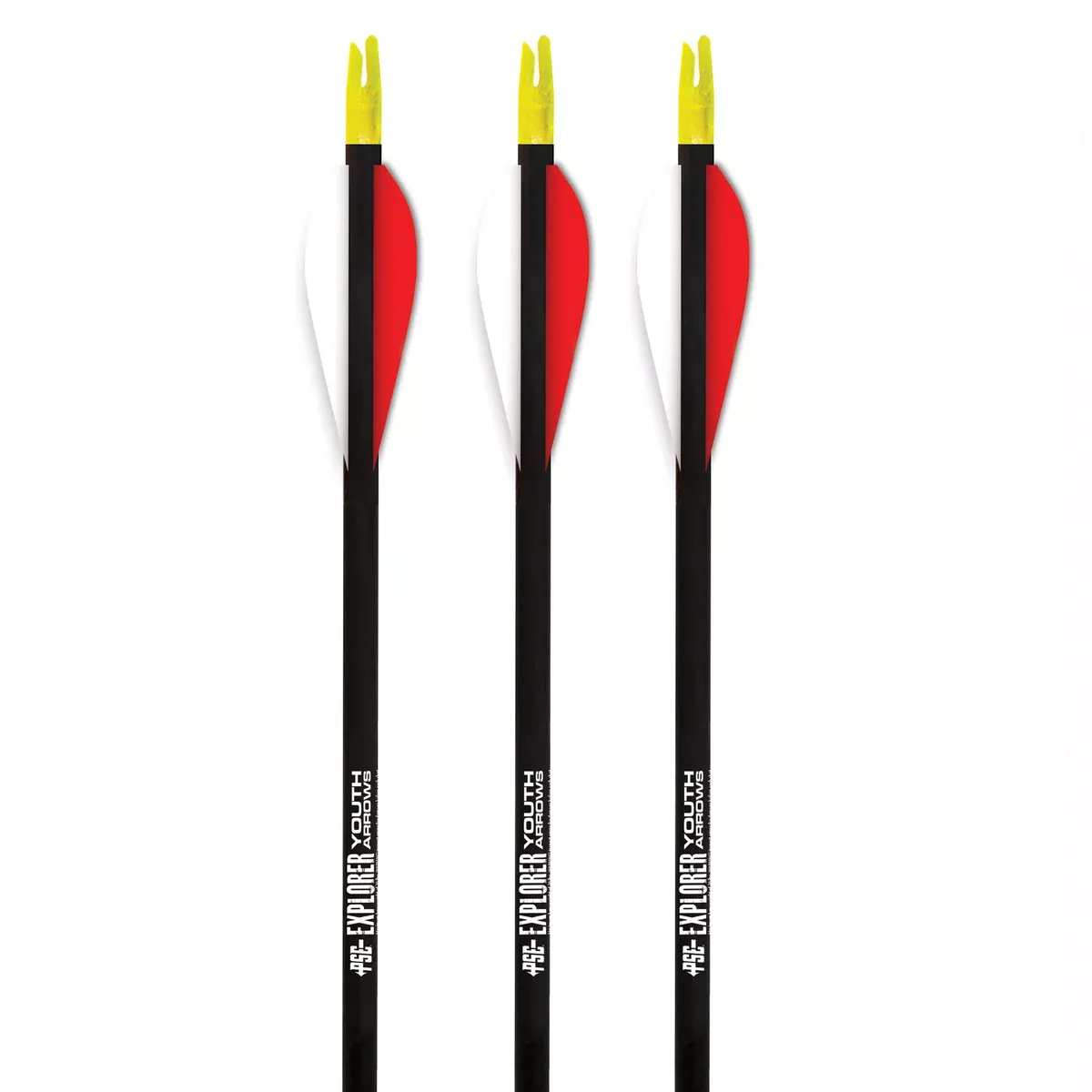 PSE Archery Explorer Black/White/Red Arrows 26" or 28" - 3/Pack