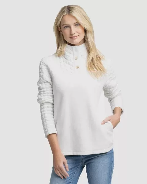 Southern Tide Kelsea Quilted Heather Pullover / Dream Blue