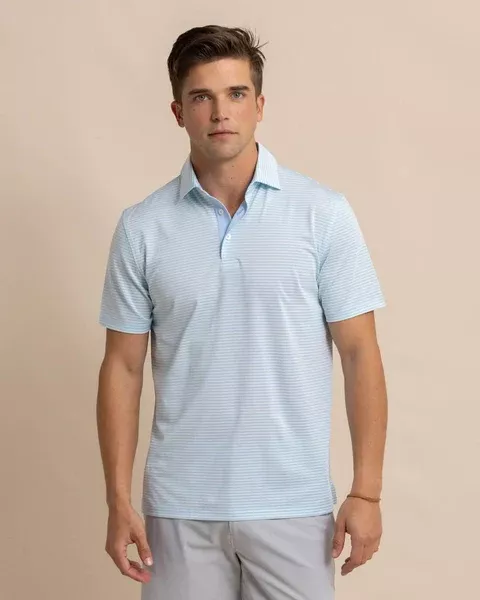 Southern Tide Men's Driver Verdae Stripe Performance Polo / Seacrest Green