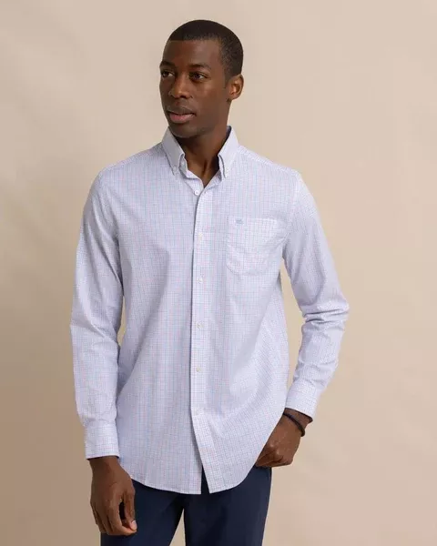 Southern Tide Men's Long Sleeve Intercoastal Falls Park Plaid Sportshirt / Clearwater Blue