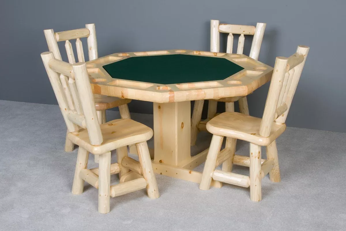 Viking Log Poker Table with Reversible Top - 53" Octagon