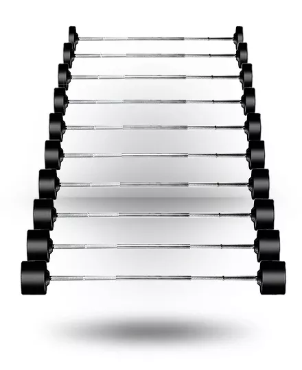 York Barbell Rubber Fixed Pro Barbell Set - Straight or Curl